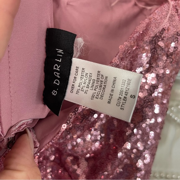 Pink Sequin Feather Trim Dress - Picture 10 of 10